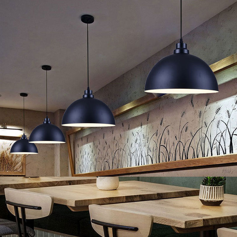 Industrial Iron Dome Pot Lid Pendant Light