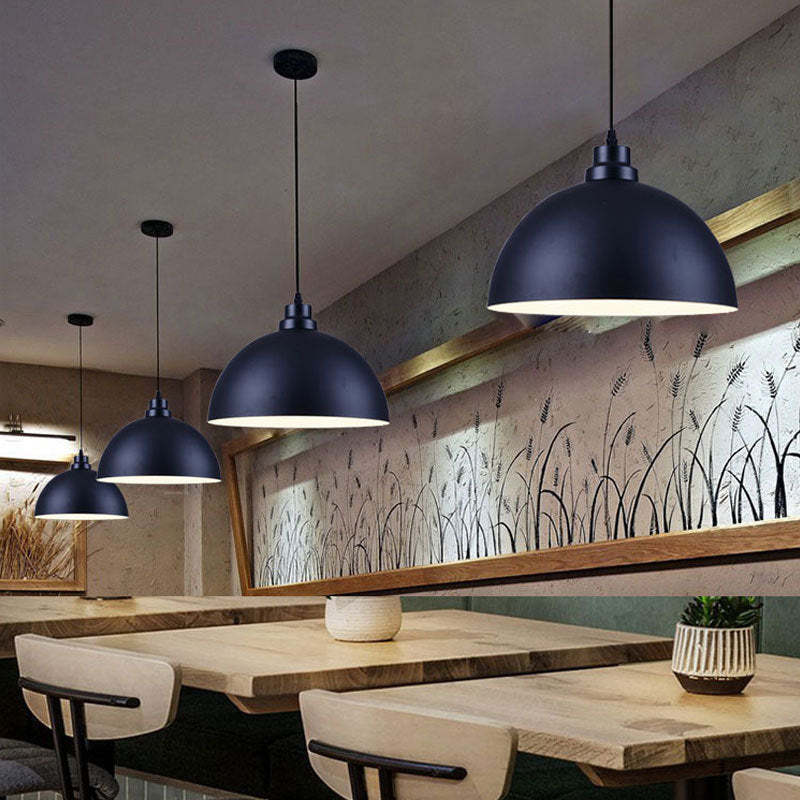 Industrial Iron Dome Pot Lid Pendant Light