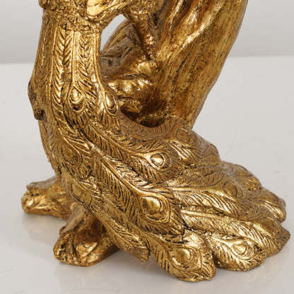 Vintage Cylindrical Peacock Resin Gold Fabric Lamp
