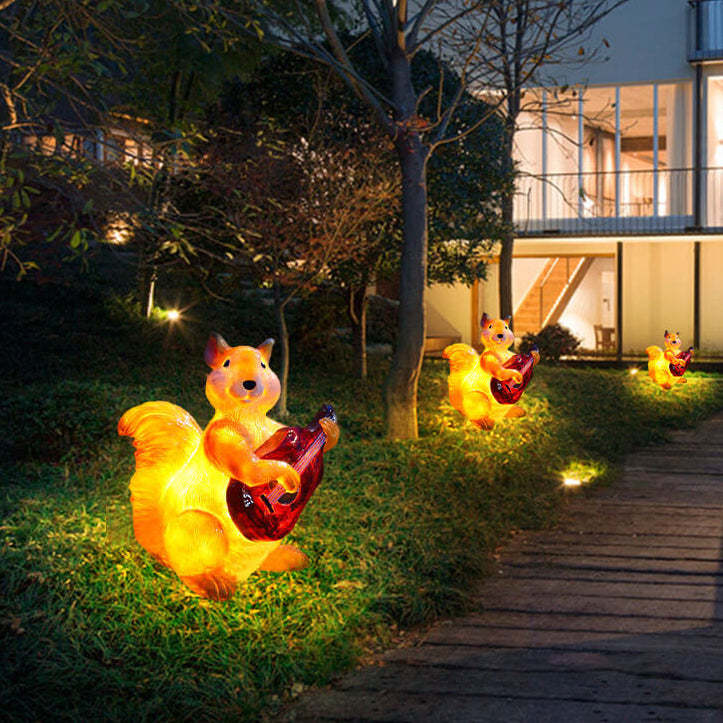 Solar Rabbit Squirrel Resin LED Outdoor Landscape Light