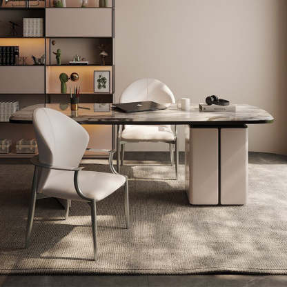 Minimalist Microfiber Leather Square Dining Chair — Gray