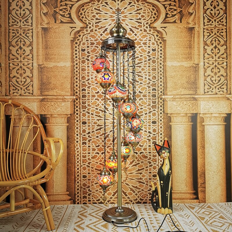 Retro Turkish Moroccan Globe 9-Light Floor Lamp