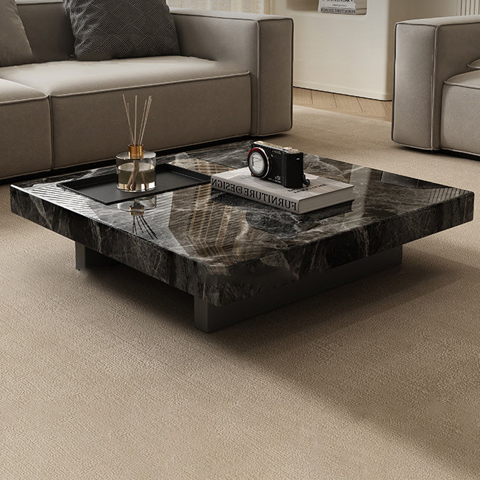 Modern Slate Steel Wood Coffee Table — A