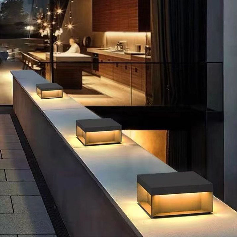 Solar Modern Glass Cuboid LED Outdoor Landscape Light