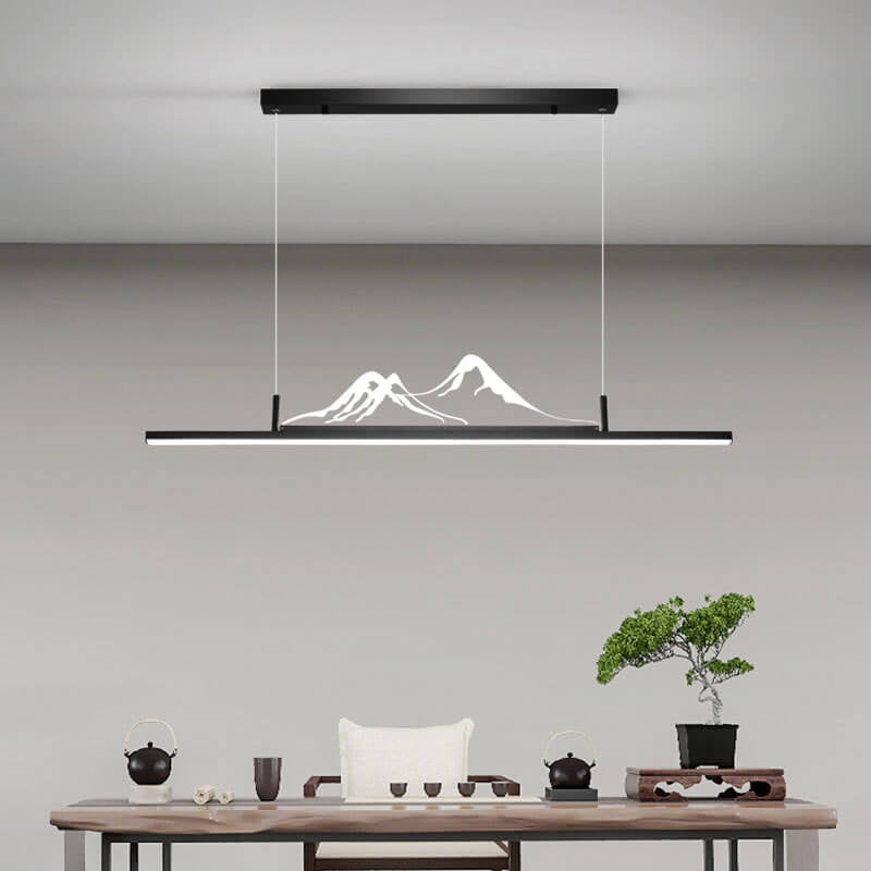 Chinese Retro Long Strip Mountain Peak LED Chandelier