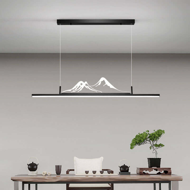 Chinese Retro Long Strip Mountain Peak LED Chandelier