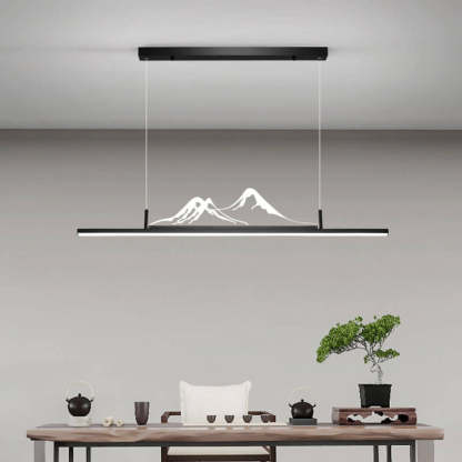Chinese Retro Long Strip Mountain Peak LED Chandelier