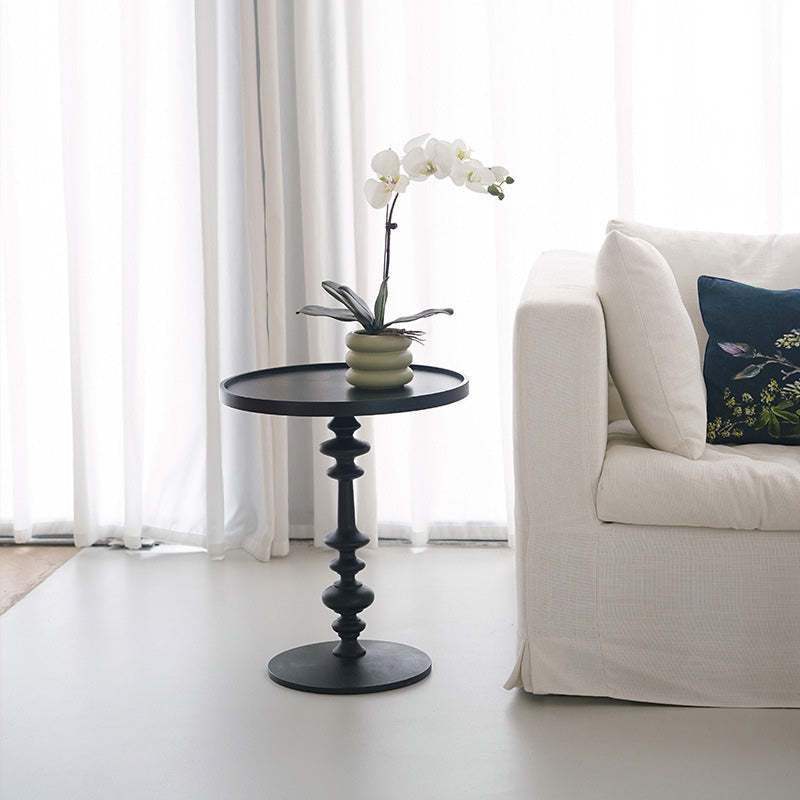 Modern Tray-Top Ash Wood Pedestal End Table