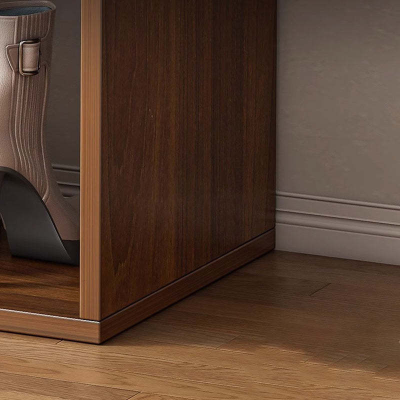 Minimalist Fabric PU Leather Wood 3-Tier Shoe Rack