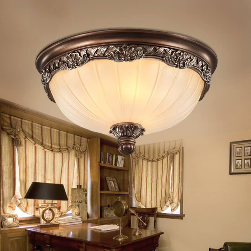 European Vintage Rustic Iron 2/3-Light Flush Mount — 220V-240V For UK/AU