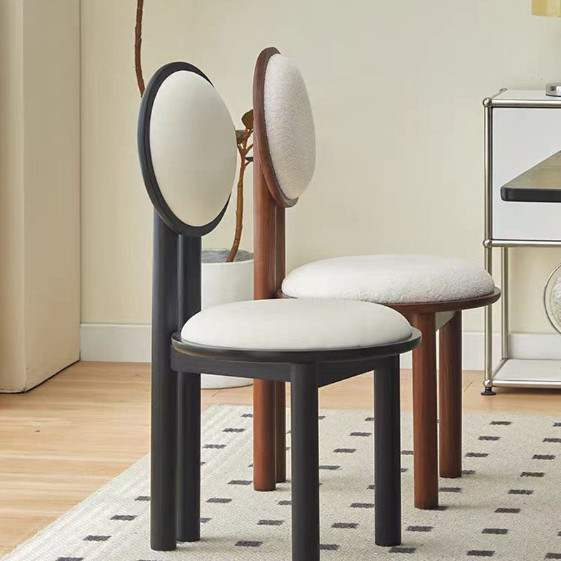 Scandinavian Solid Wood Lambswool Leather Dining Chair