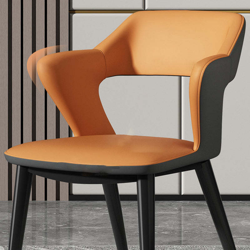 Scandinavian Leather Fabric Wing Dining Chair — Fabric - Blue