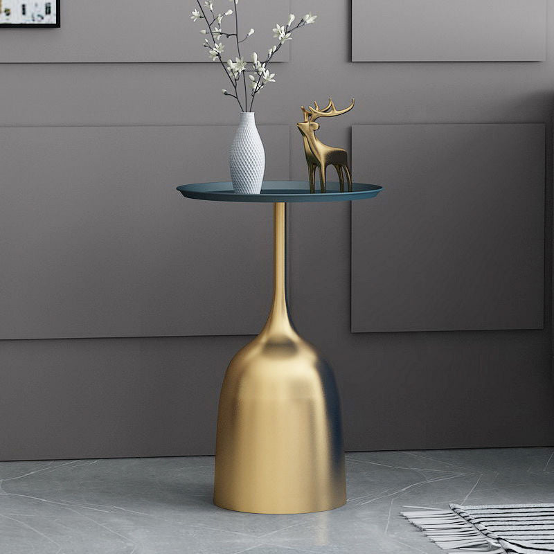 Scandinavian Metal Iron Marble End Table — Black Frame & White Table Top - Marble