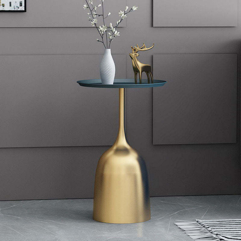 Scandinavian Metal Iron Marble End Table — Black Frame & White Table Top - Marble