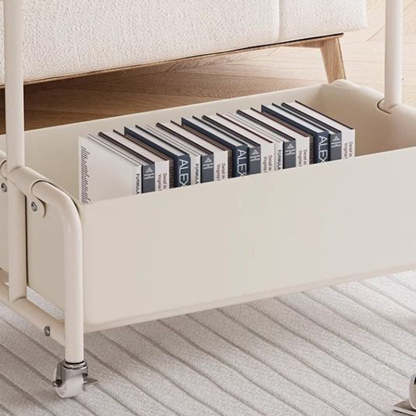 Modern Tray Leather Movable 2-Tier End Table