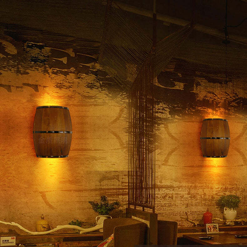 Industrial Vintage Half Barrel Wood Sconce