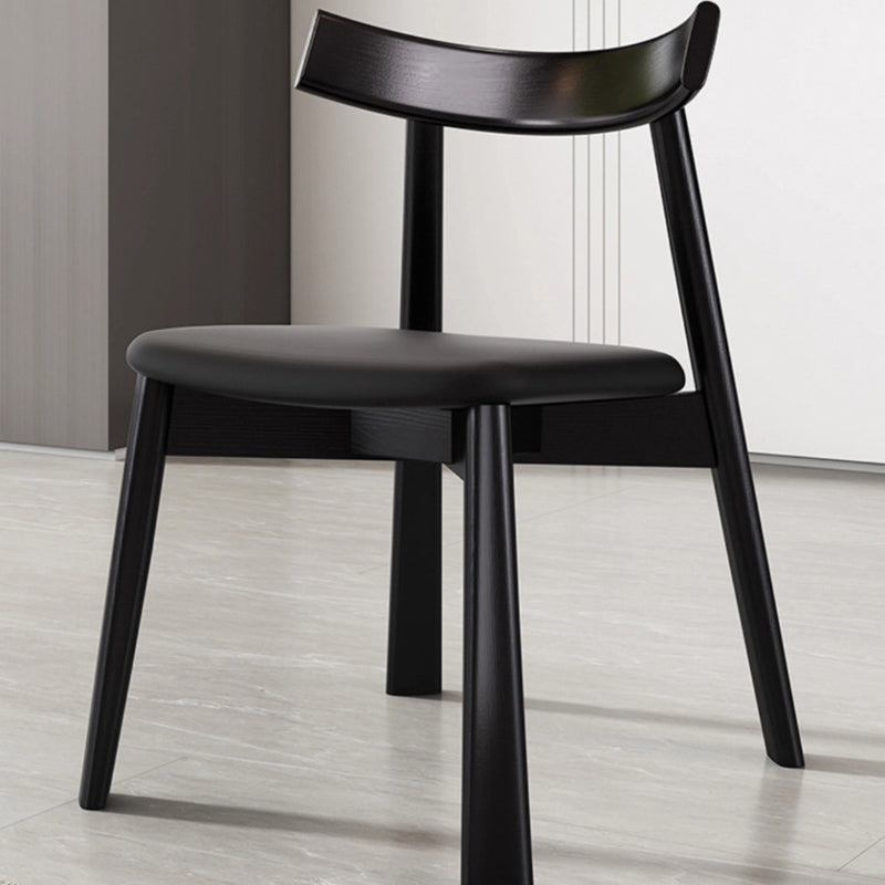 Nordic Upholstered Curved Leather Wood Dining Chair