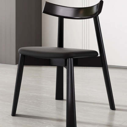 Nordic Upholstered Curved Leather Wood Dining Chair