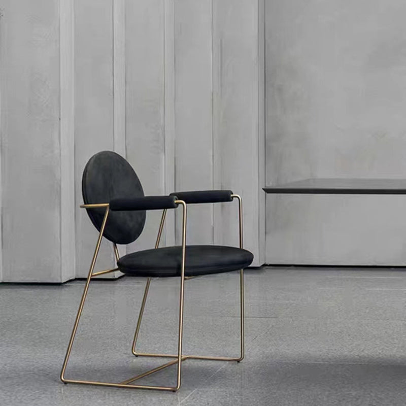 Scandinavian Microfiber Leather Round Dining Chair — Velvet Surface / Mixed Colors