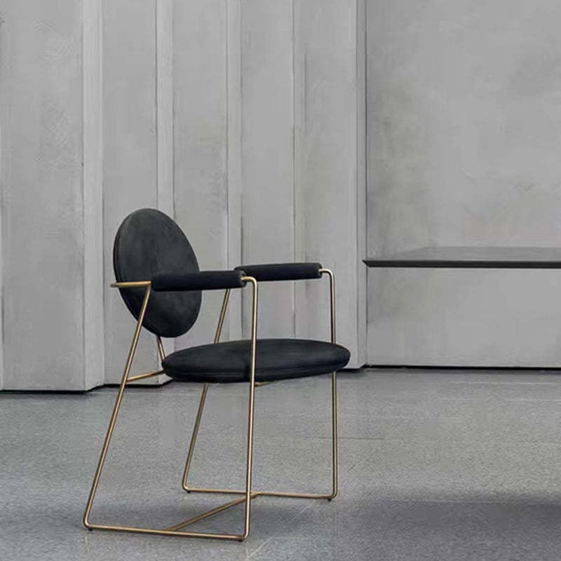 Scandinavian Microfiber Leather Round Dining Chair — Velvet Surface / Mixed Colors