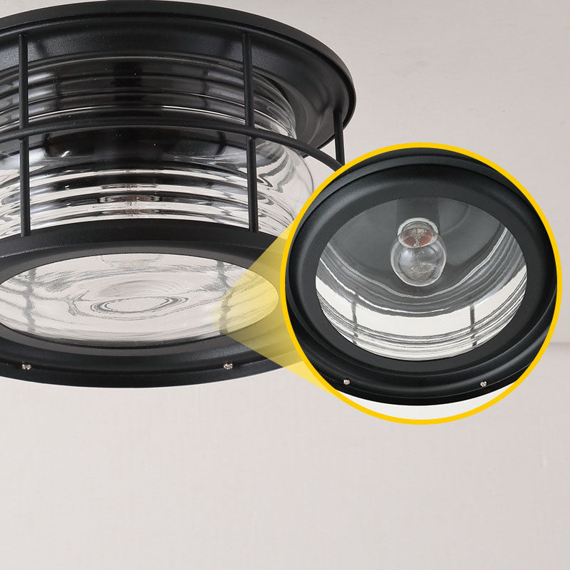 Industrial Vintage Drum Outdoor Ceiling Light