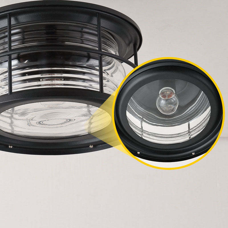 Industrial Vintage Drum Outdoor Ceiling Light