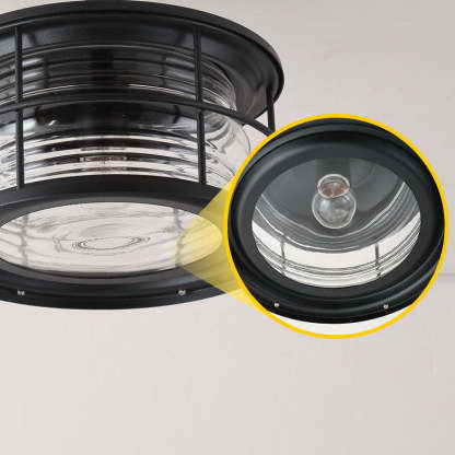 Industrial Vintage Drum Outdoor Ceiling Light