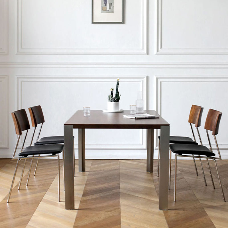Nordic Curved Wood Leather Dining Chair