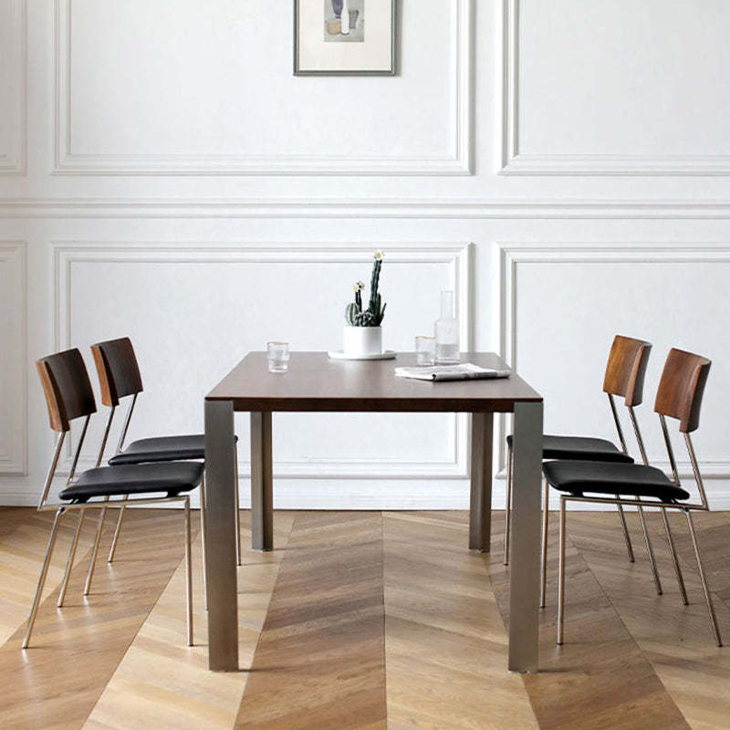 Nordic Curved Wood Leather Dining Chair