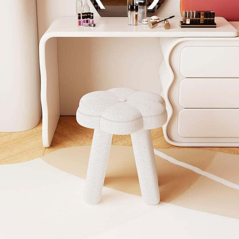 Modern Floral Lambswool Wood Vanity Stool