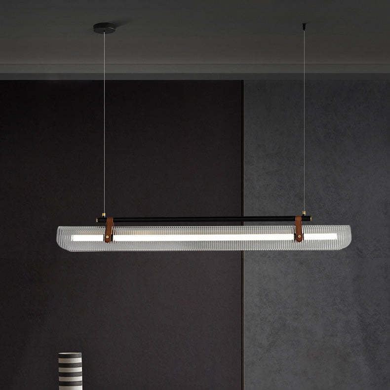 Minimalist Leather Acrylic Linear LED Island Pendant