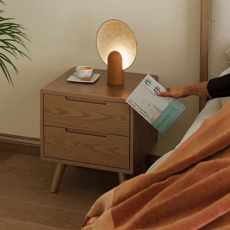 Modern Rubber Wood Bedside Nightstand