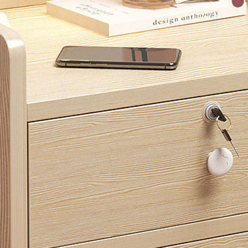 Minimalist Rectangular 1/2/3-Drawer Nightstand — A - 1 Drawer & Lock-free - Nordic Maple Color