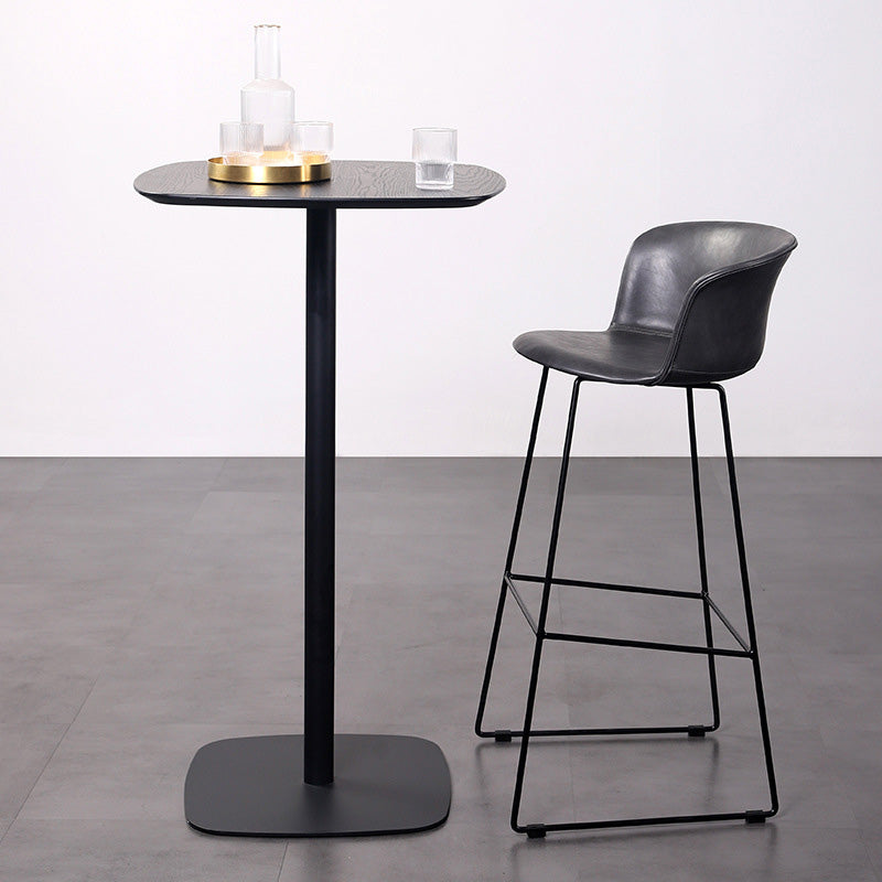 Retro Leather Stainless Steel Bar Stool — Brown