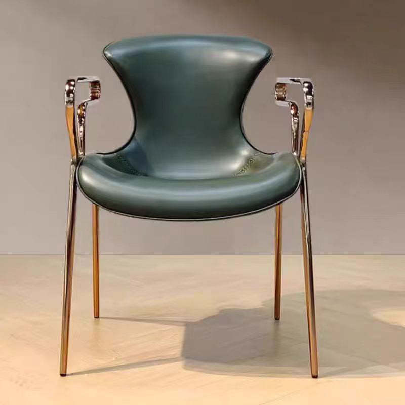 Contemporary Leather Carbon Steel Dining Chair