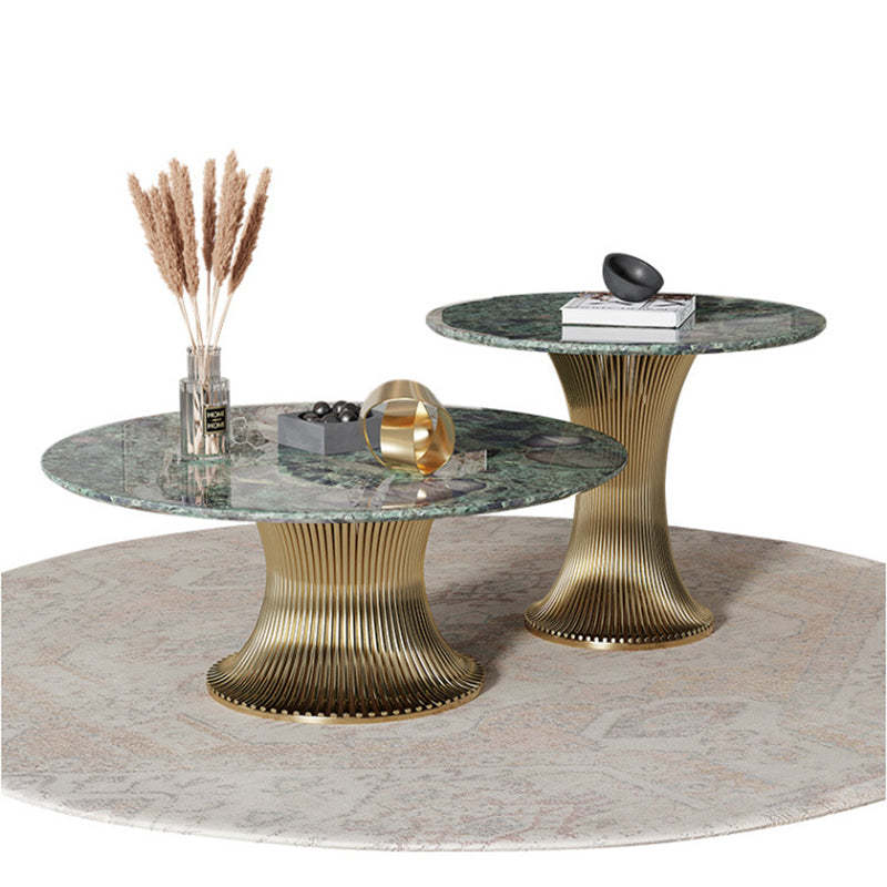 Contemporary Marble Steel Coffee Table Set