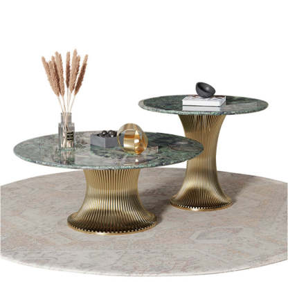 Contemporary Marble Steel Coffee Table Set