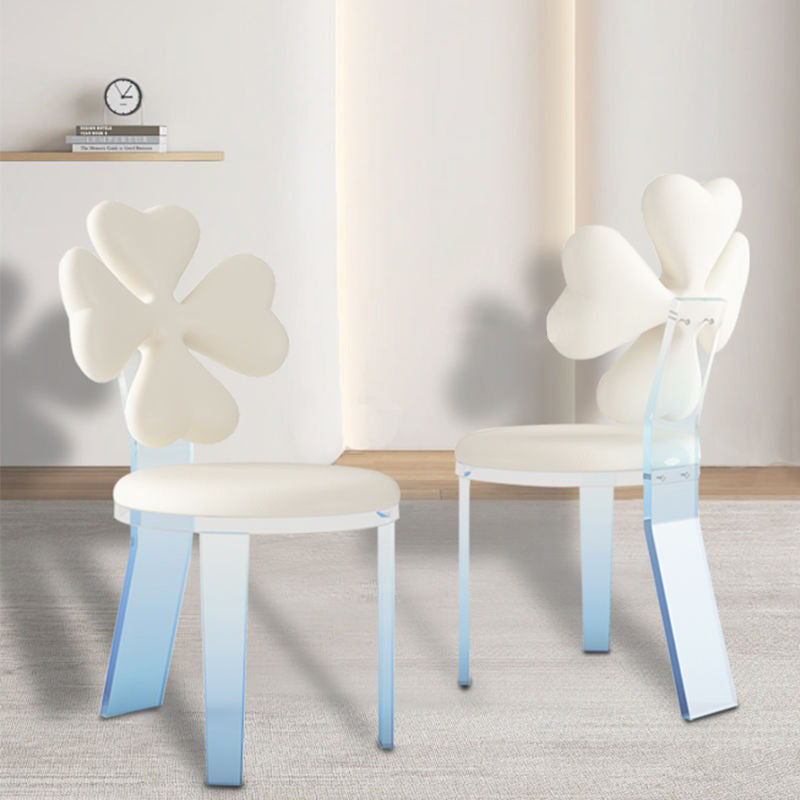 Minimalist Clover Microfiber Leather Acrylic Dining Chair