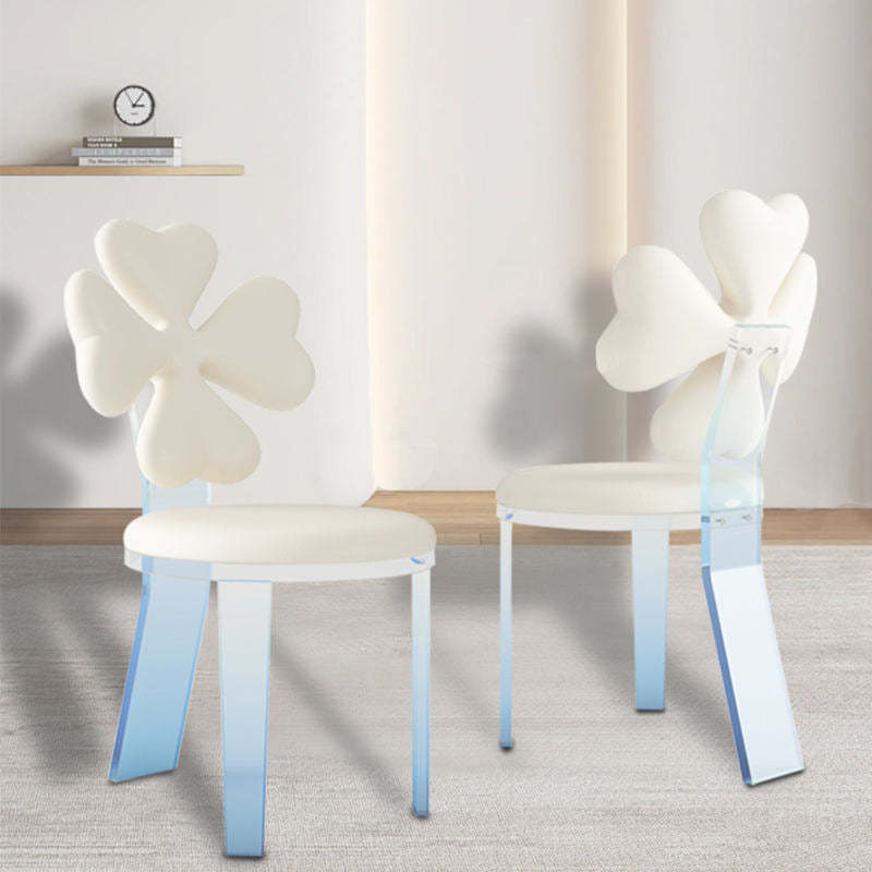 Minimalist Clover Microfiber Leather Acrylic Dining Chair