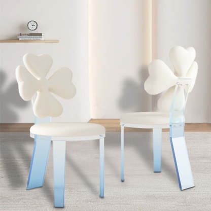 Minimalist Clover Microfiber Leather Acrylic Dining Chair