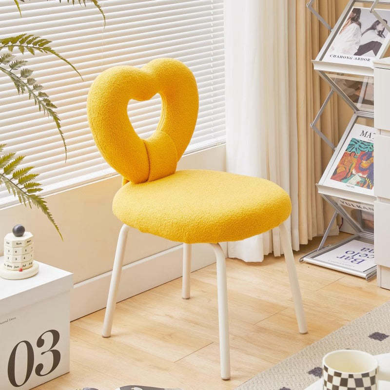 Nordic Heart Lambswool Wood Vanity Stool