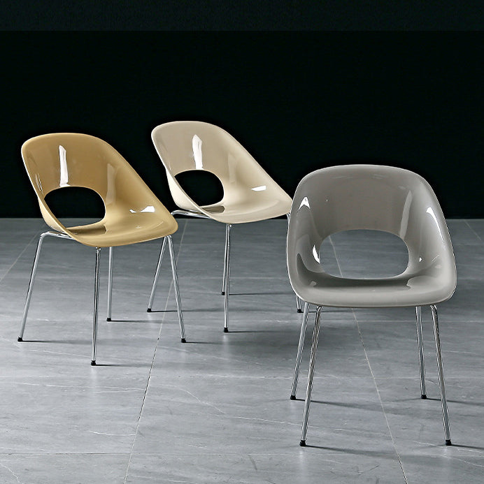 Hollow Back Metal Dining Chair — Gray