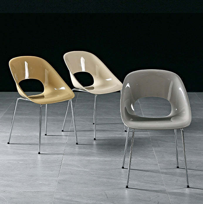 Hollow Back Metal Dining Chair — Gray