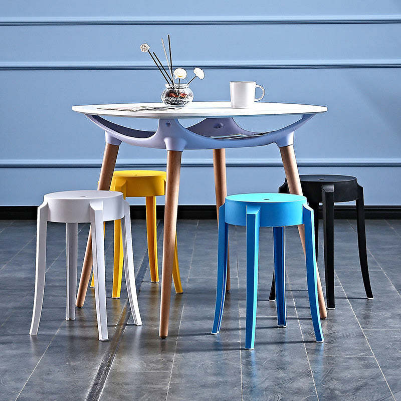 Rounded-Corner Glass Wood Dining Table