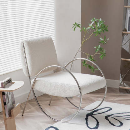 Modern Curved Lambswool Steel Recliner