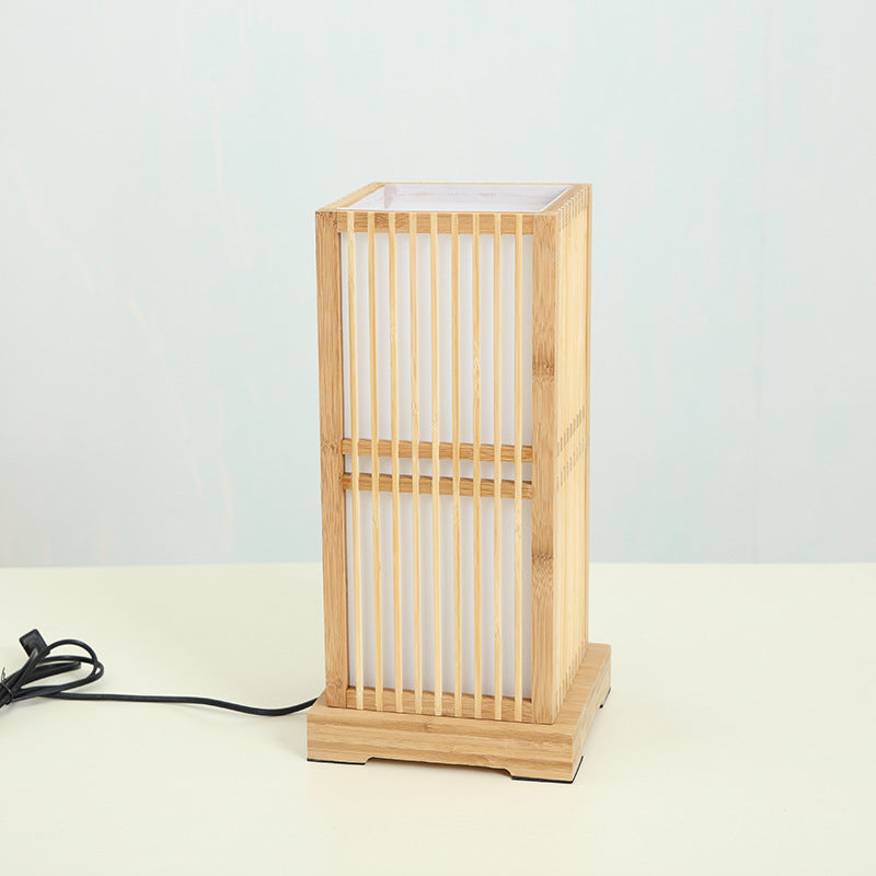 Japanese Wooden Square Column Table Lamp