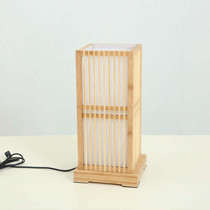 Japanese Wooden Square Column Table Lamp