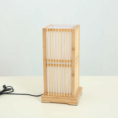 Japanese Wooden Square Column Table Lamp