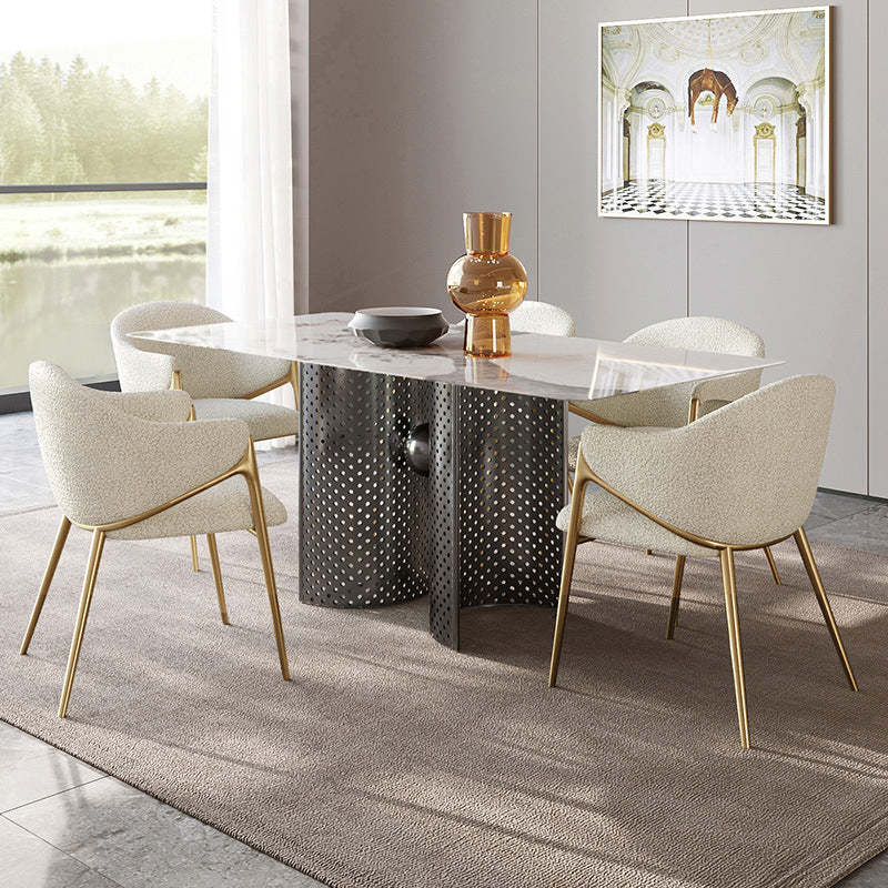 Round Lambswool Stainless Steel Dining Chair