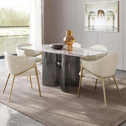 Round Lambswool Stainless Steel Dining Chair